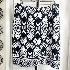 NWT NYCC Midi Elastic Waist Straight Skirt Office Y2K -Black White, Plus Size 2X